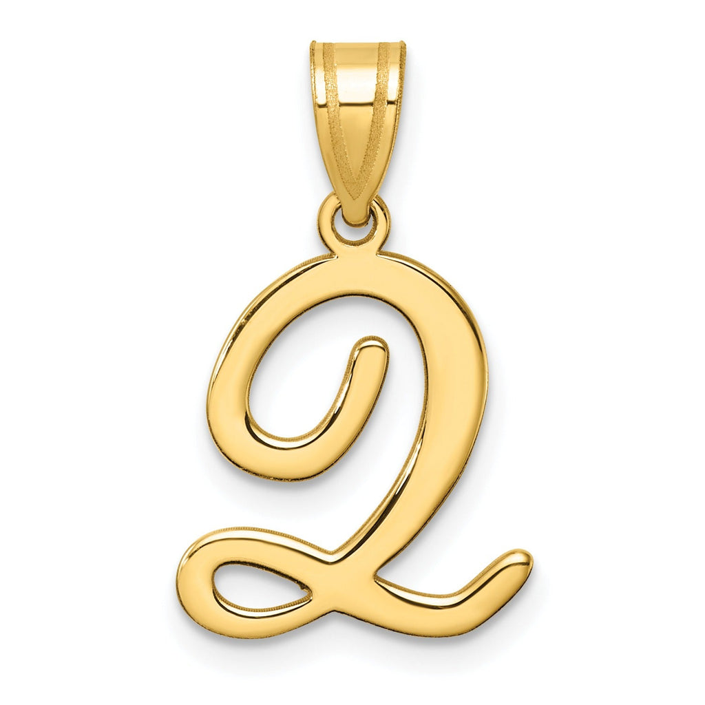 14k Gold Script Initial Charm Pendant