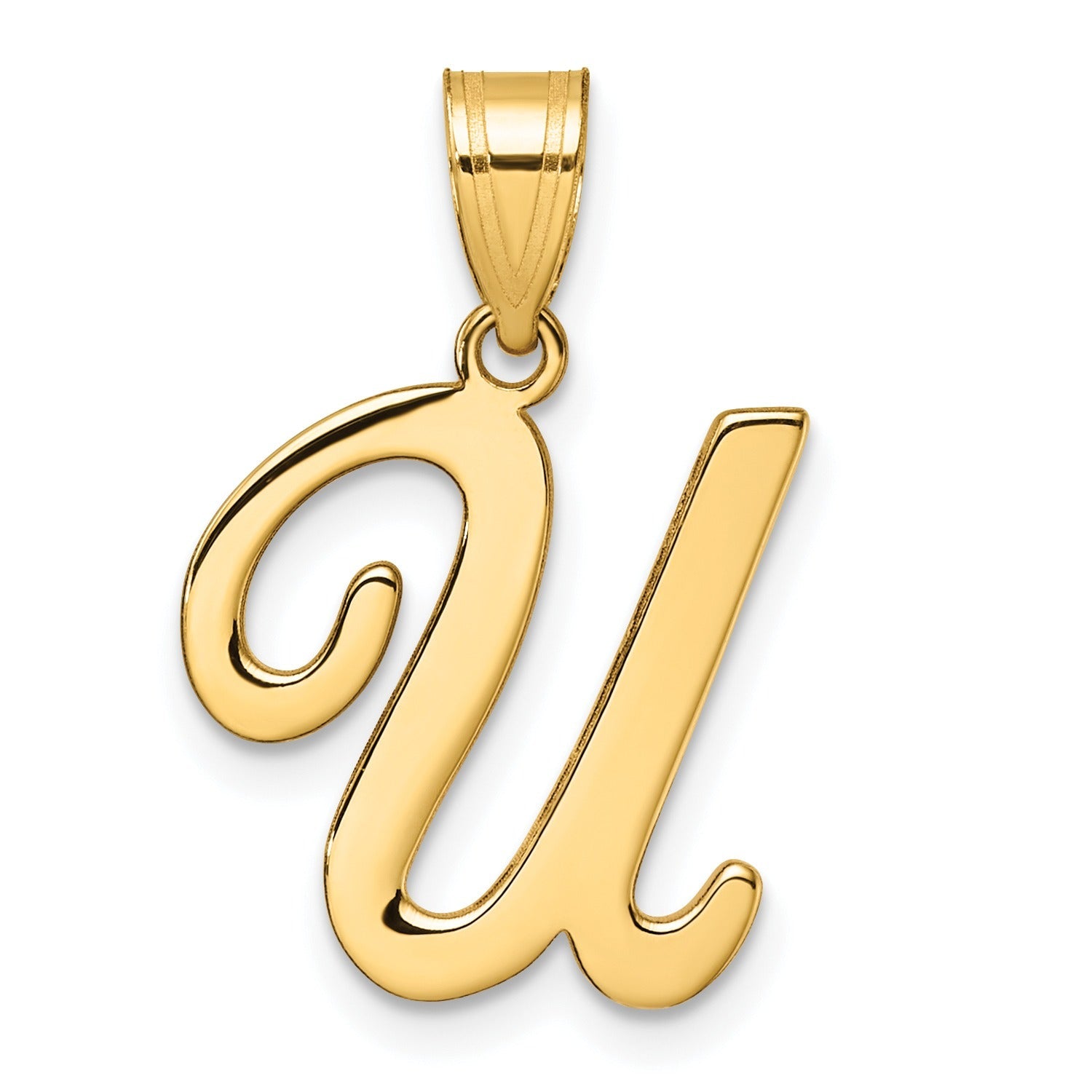 14k Gold Script Initial Charm Pendant