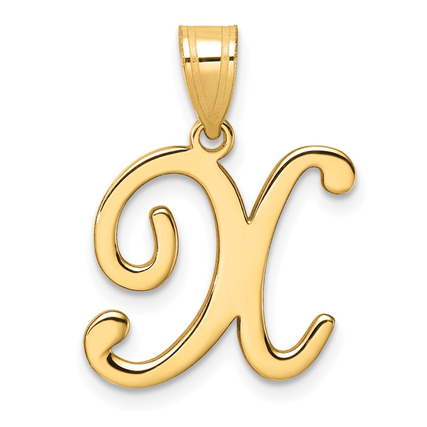 14k Gold Script Initial Charm Pendant