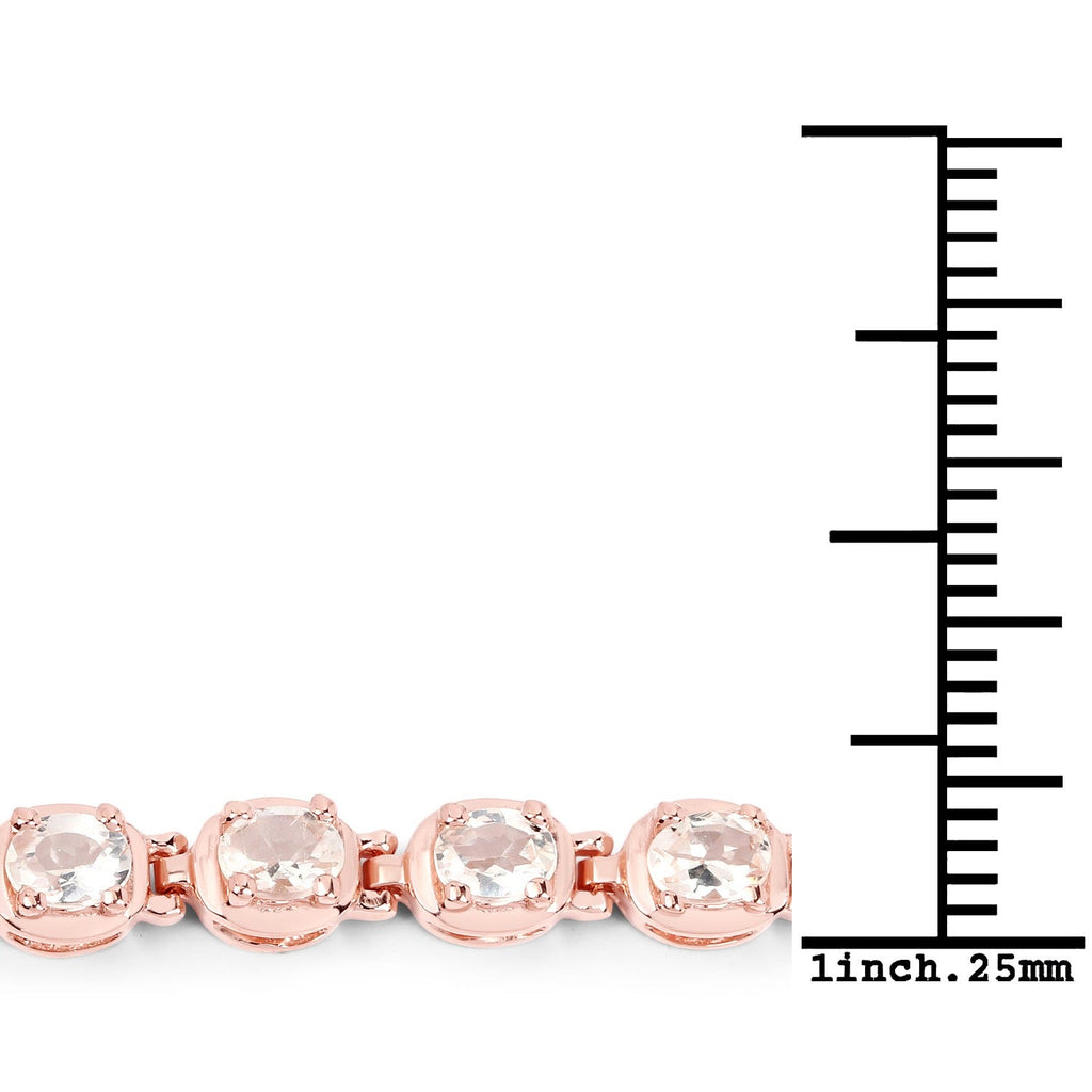 Genuine Morganite 14K Rose Gold Plated Silver Bracelet Fine Color Jewels