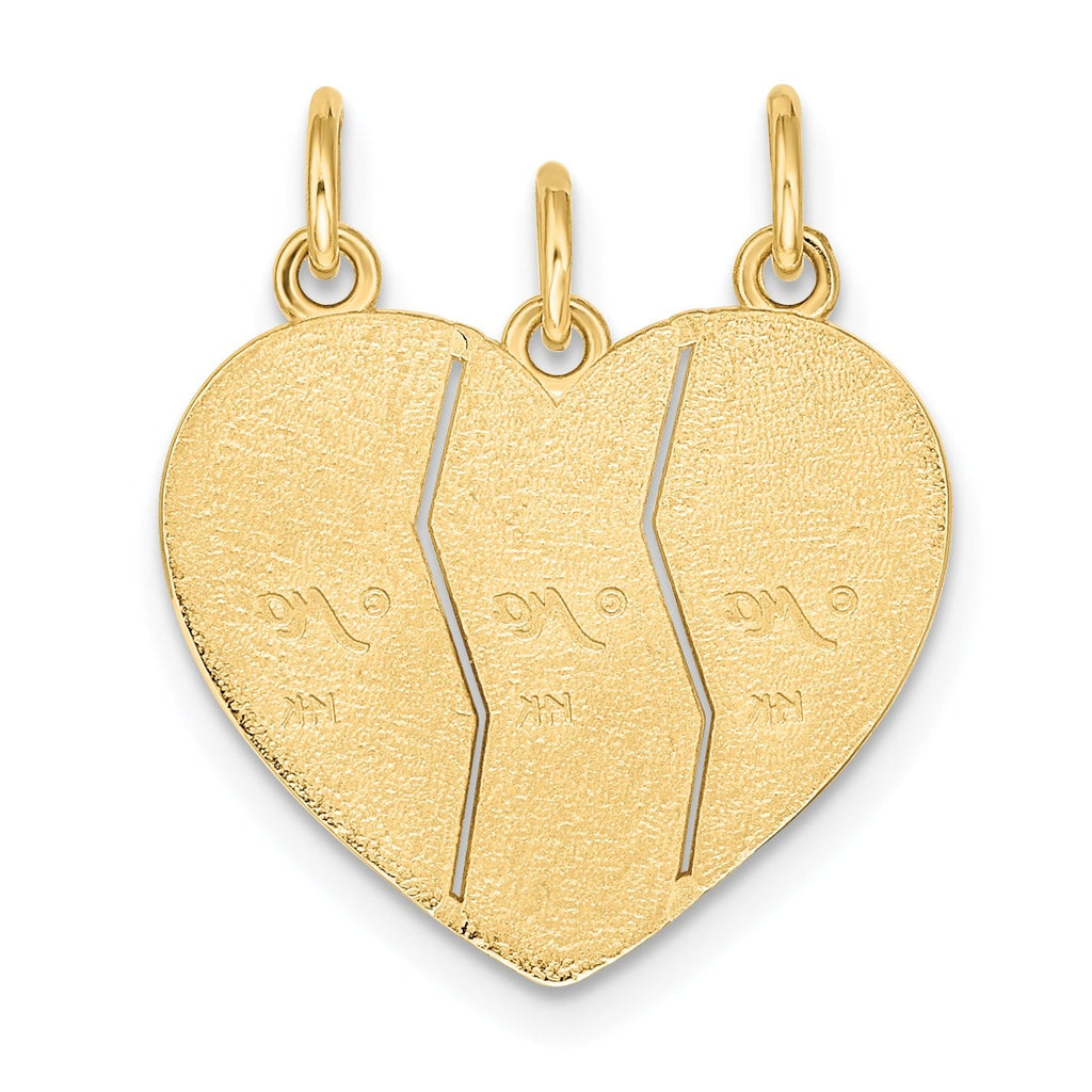 10k 3 piece Break-apart Big Sis, Sis and Lil Sis Charm Pendant