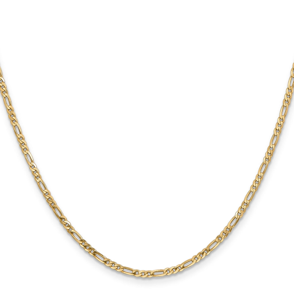Flat Figaro 20 inch Unisex Chain Necklace 14K Gold