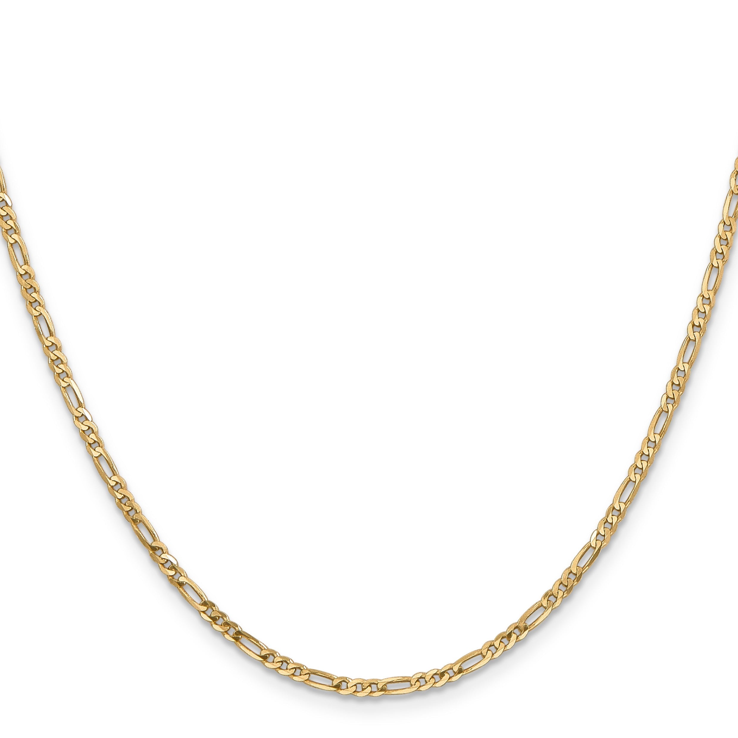 Flat Figaro 20 inch Unisex Chain Necklace 14K Gold