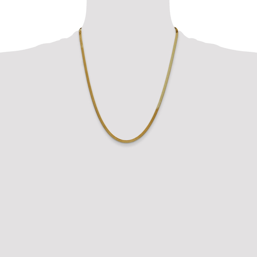 14k Yellow Gold  Silky Herringbone Chain For Men