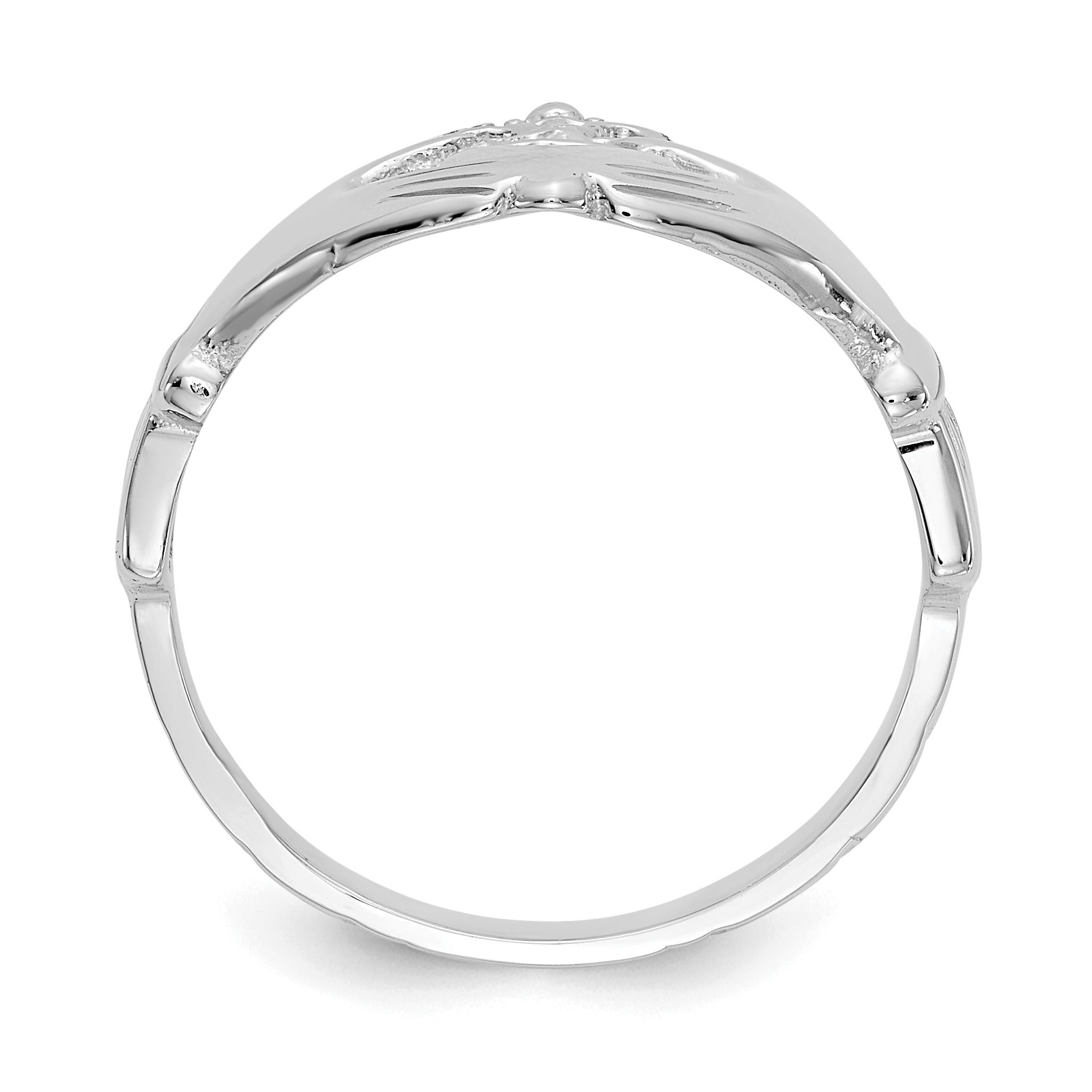 14k White Gold Irish Claddagh Unisex Ring