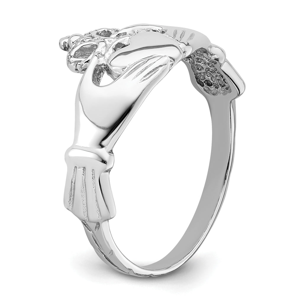 14k White Gold Irish Claddagh Unisex Ring