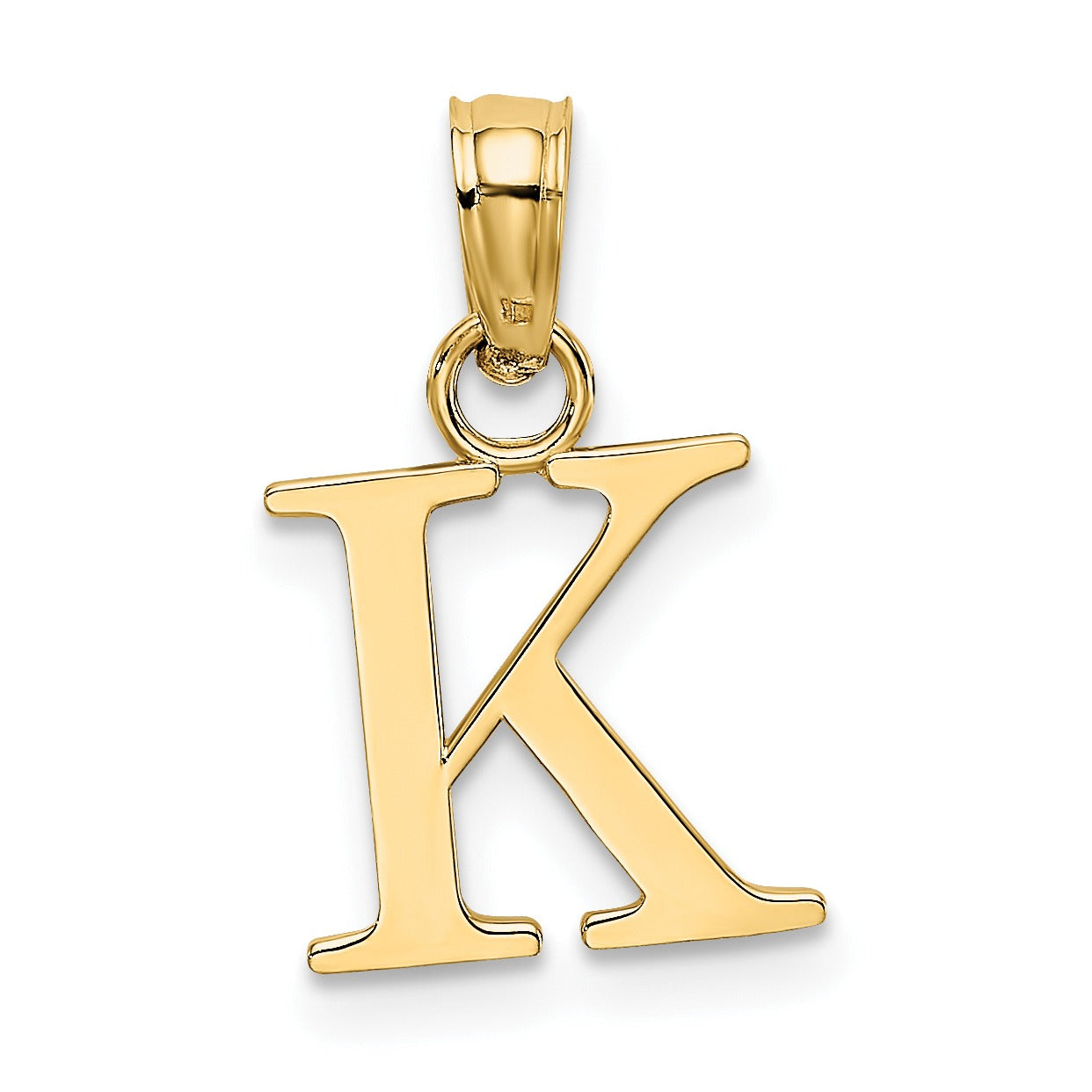 14k Gold Block Initial Letter Pendants