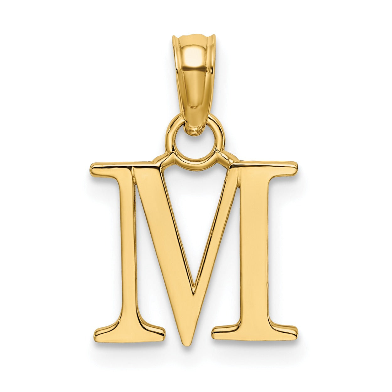 14k Gold Block Initial Letter Pendants