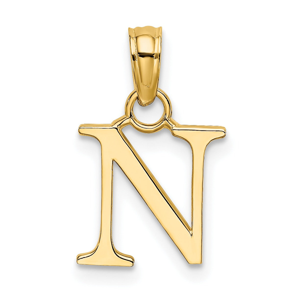 14k Gold Block Initial Letter Pendants