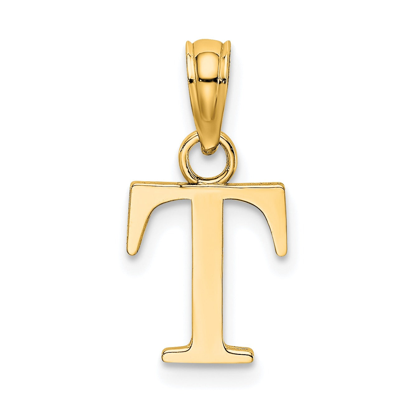 14k Gold Block Initial Letter Pendants