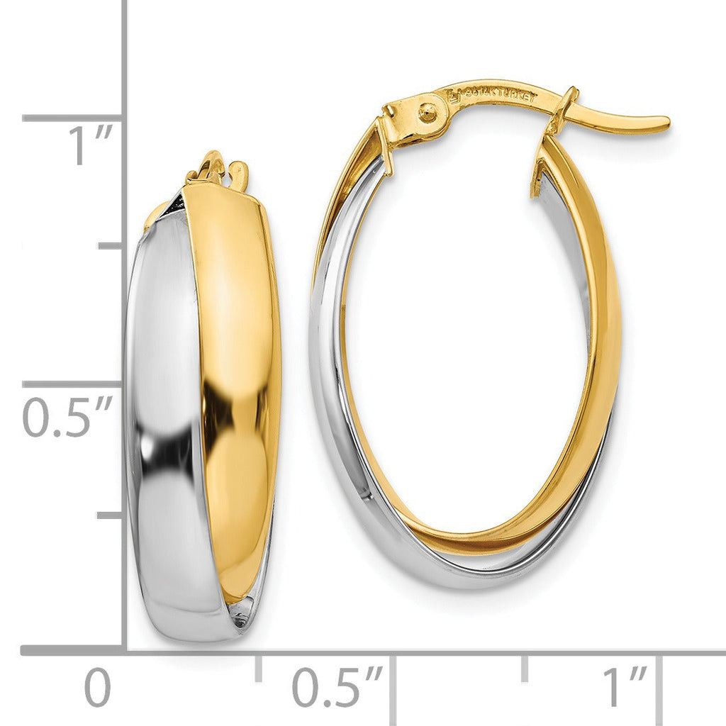 14K Gold Two-tone Double Oval Hoop Earrings
