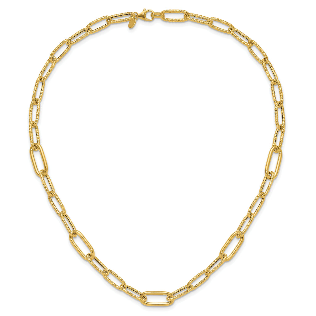 18 inch Fancy Paperclip Link Chain Necklace 14K Yellow Gold