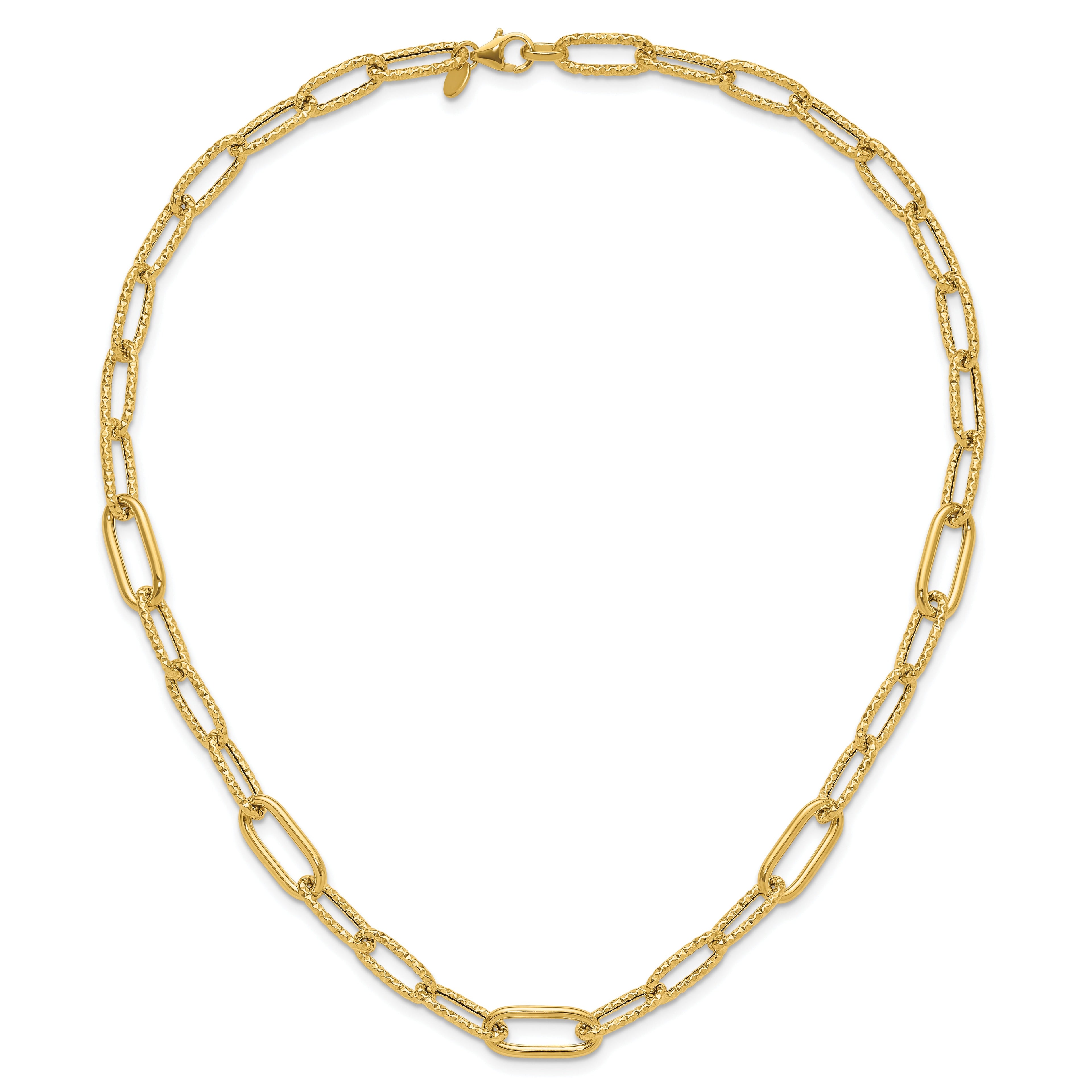 18 inch Fancy Paperclip Link Chain Necklace 14K Yellow Gold