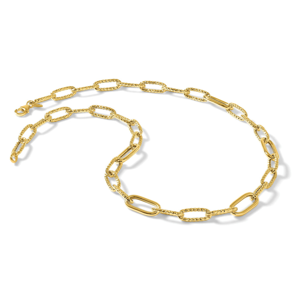 18 inch Fancy Paperclip Link Chain Necklace 14K Yellow Gold