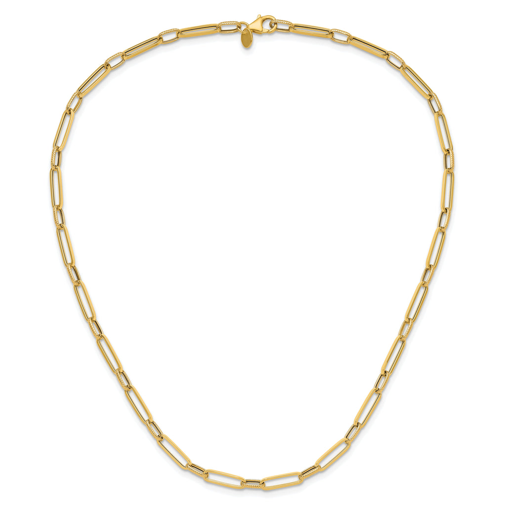 14K Yellow Gold Fancy Link Chain Necklace 17.5 inch