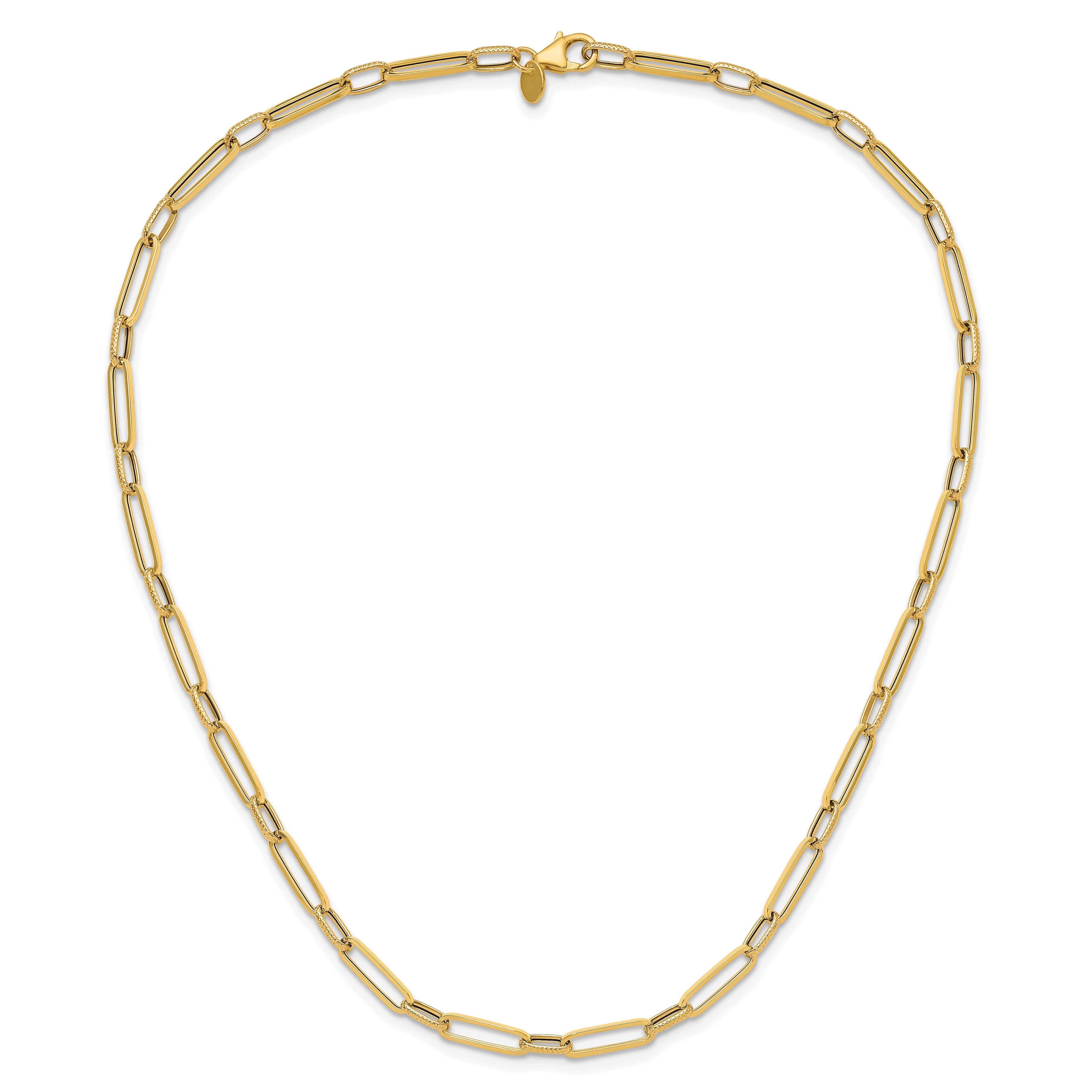 14K Yellow Gold Fancy Link Chain Necklace 17.5 inch