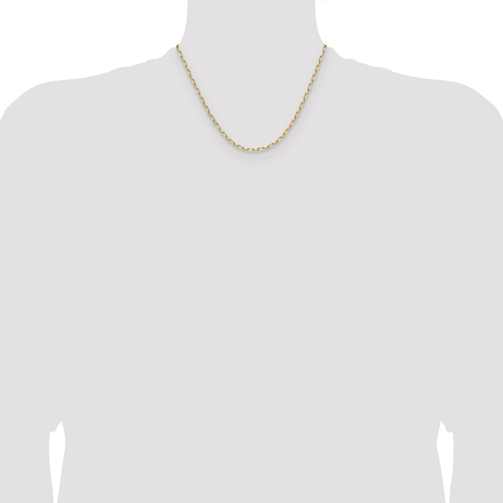 3 mm Solid Beveled Paperclip Chain 14k Yellow Gold
