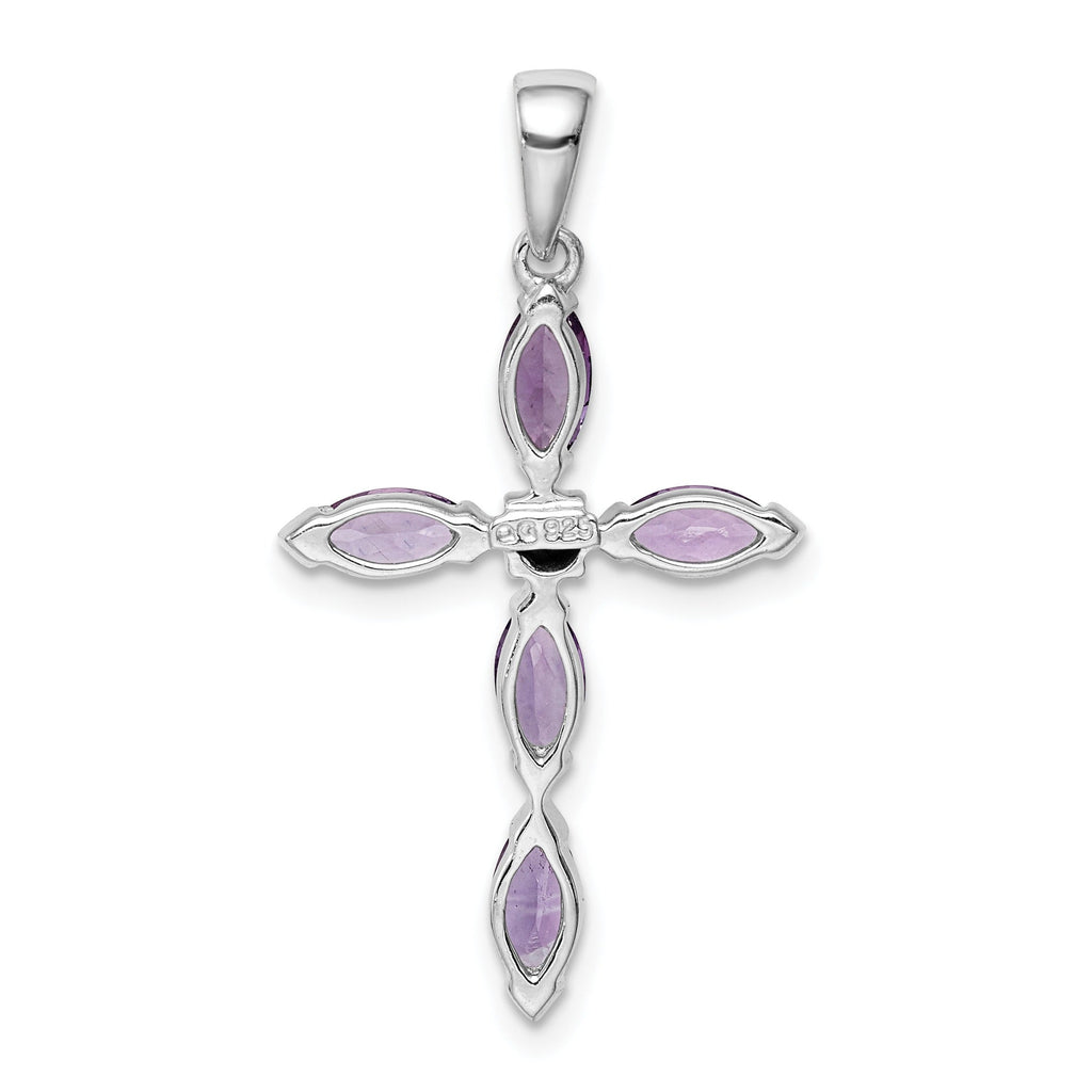 Sterling Silver Natural Amethyst and Diamond Pendant