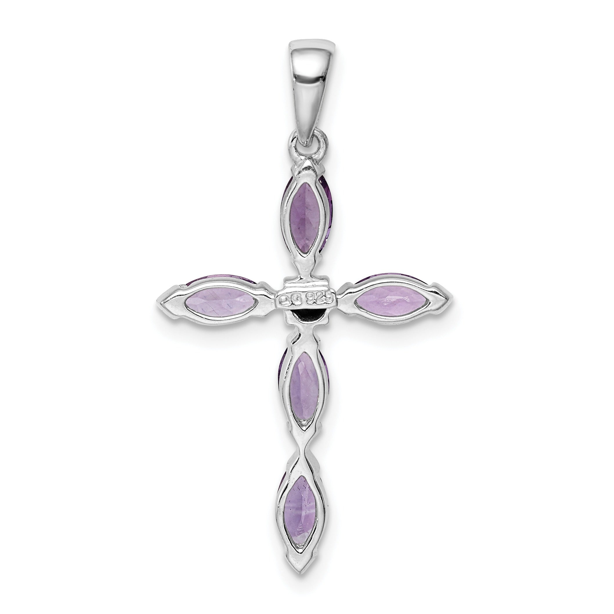 Sterling Silver Natural Amethyst and Diamond Pendant