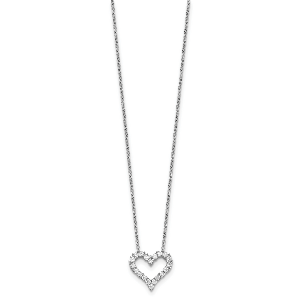 Diamond heart pendant necklace on silver chain, fine jewelry on white background