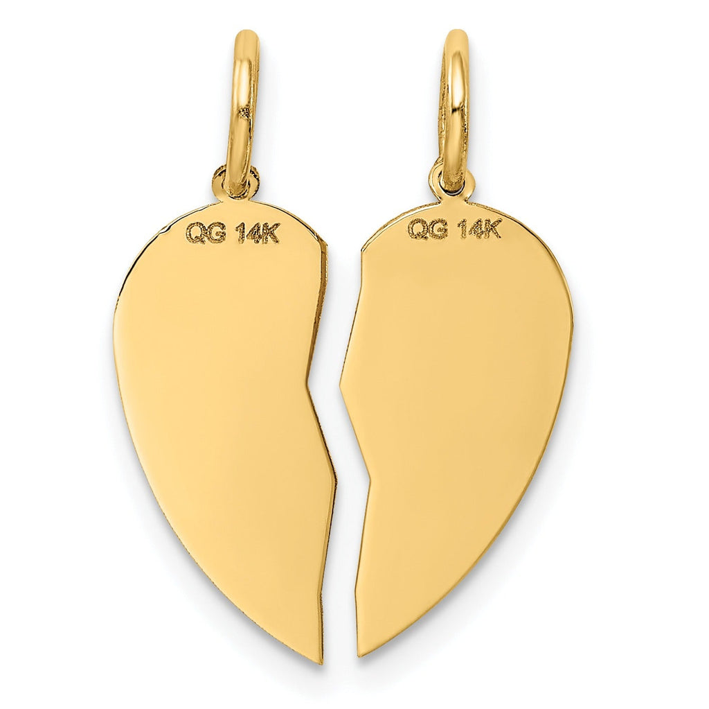 2-piece 14K Gold BEST FRIEND Charm Heart Pendant