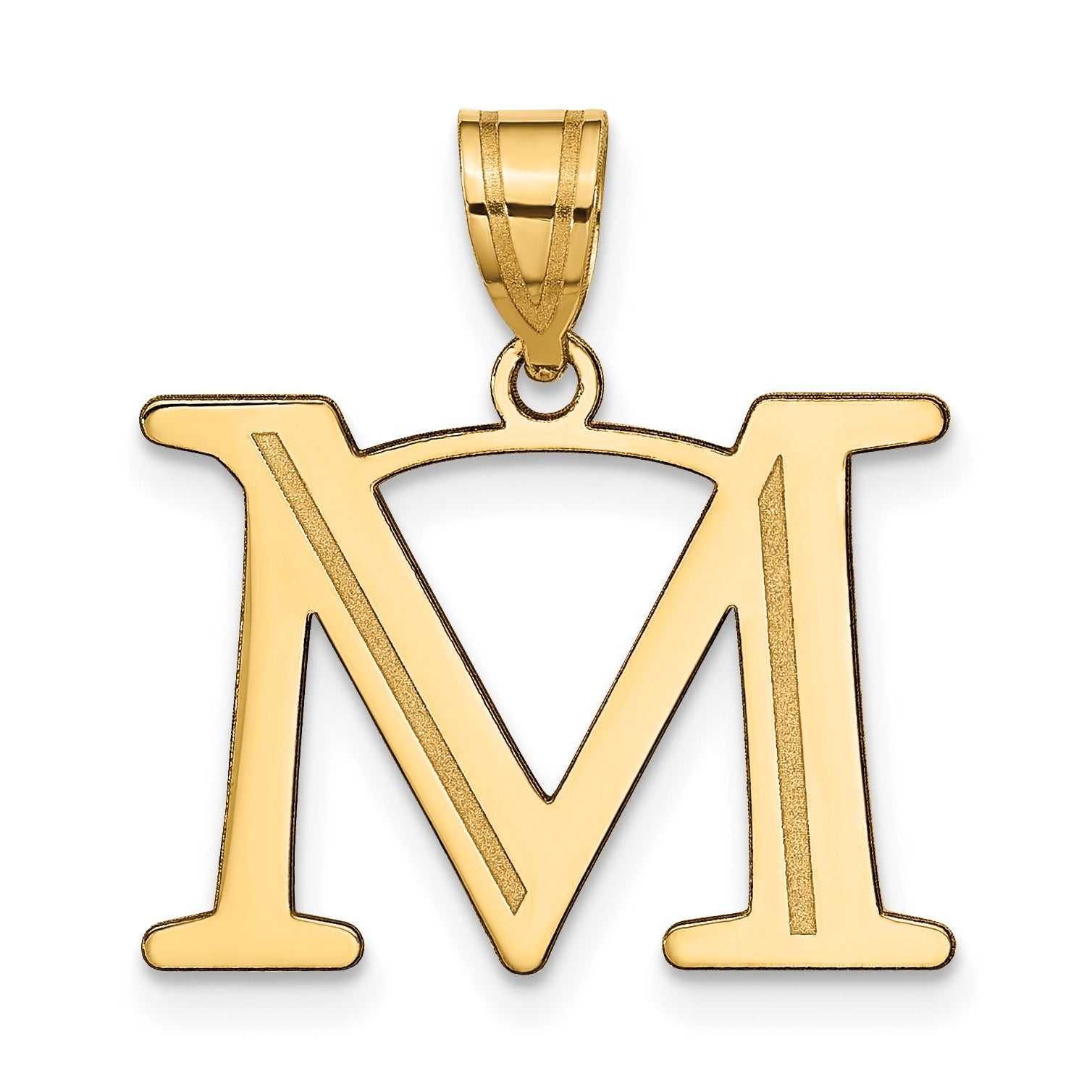 14K Gold Etched Initial Pendants