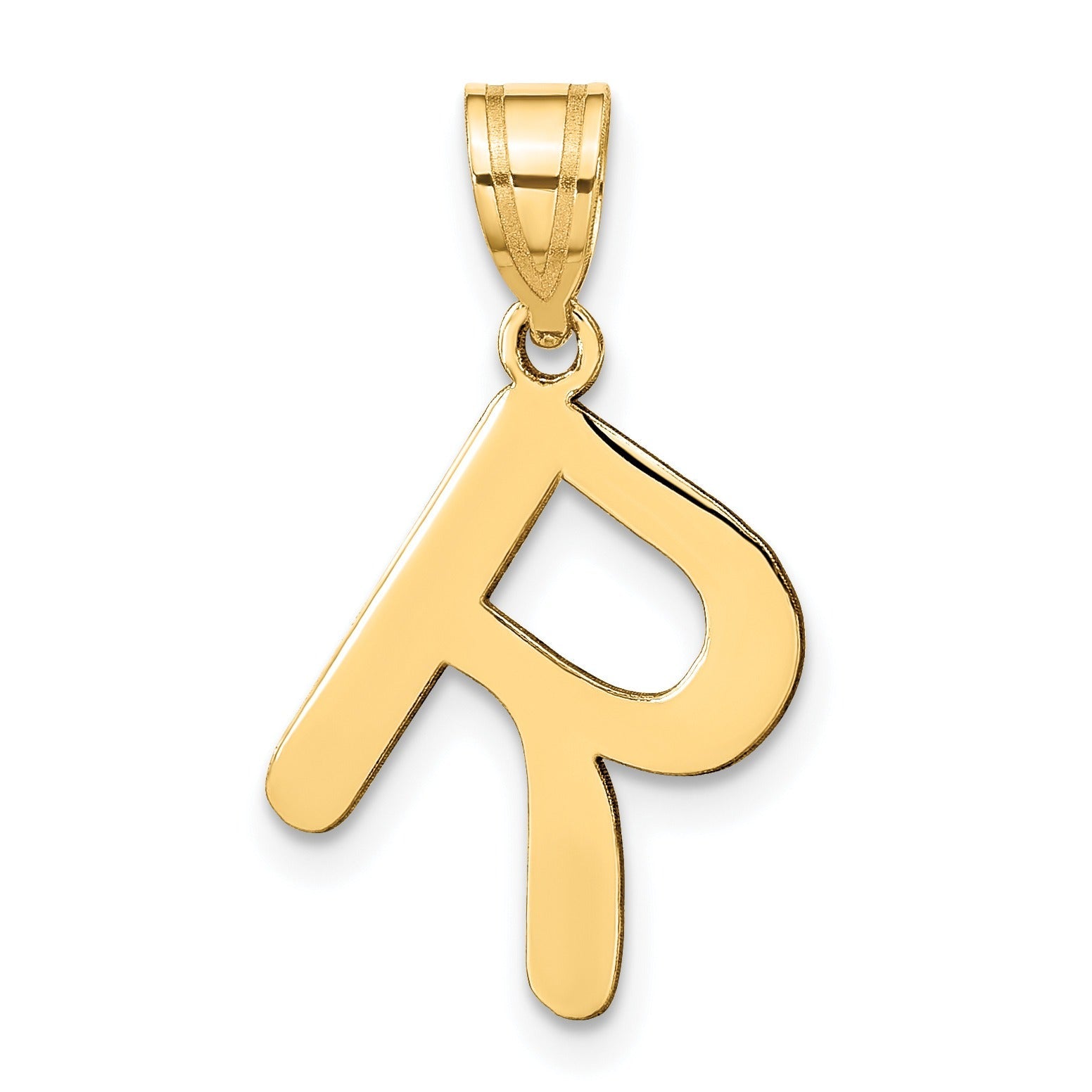 14K Gold Bubble Letter Initial Pendant