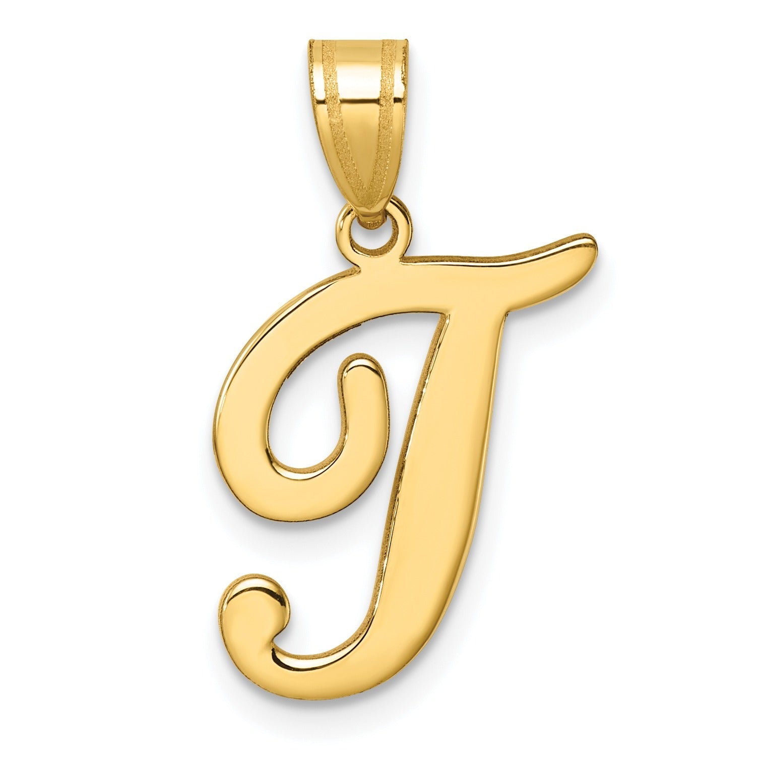 14k Gold Script Initial Charm Pendant