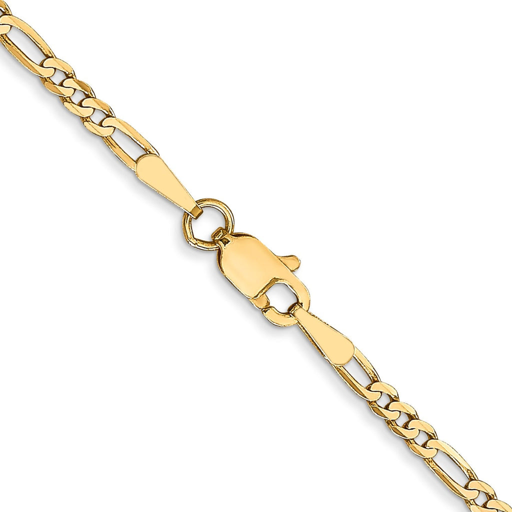Flat Figaro 20 inch Unisex Chain Necklace 14K Gold