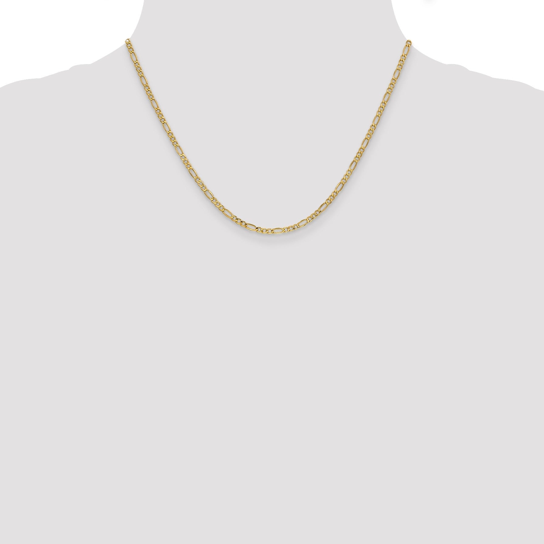 10k Semi-Solid Figaro Chain Necklace 18 inch