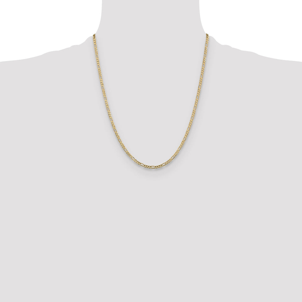 10k Gold Concave Figaro 22 inch Unisex Chain Necklace