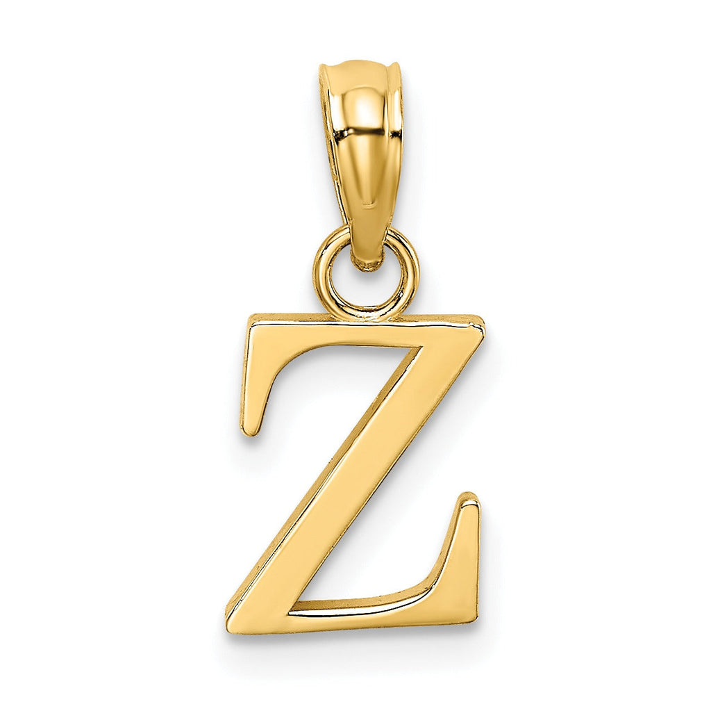 14k Gold Block Initial Letter Pendants