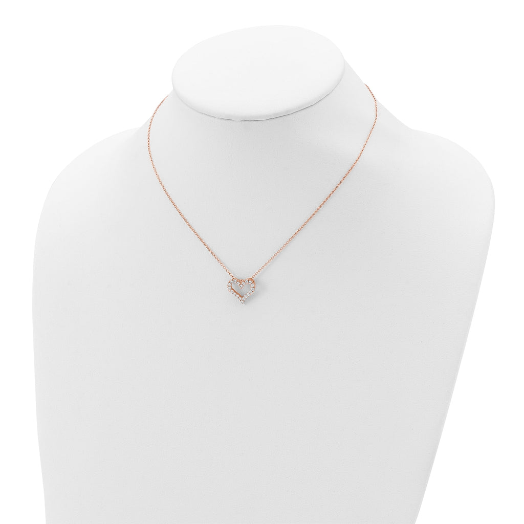 Sterling Silver CZ Heart Necklace