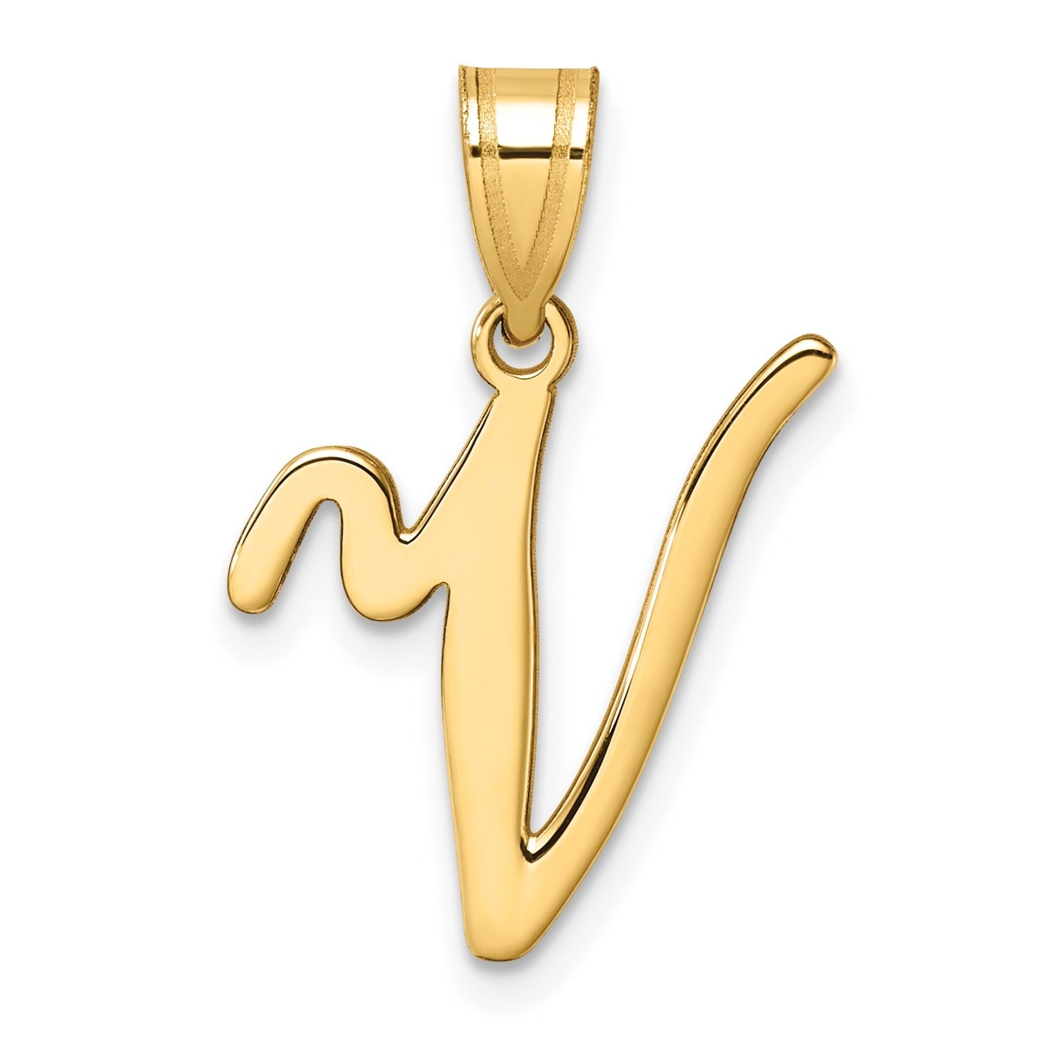 14k Gold Script Initial Charm Pendant