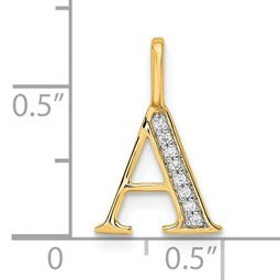 Natural Diamond Initial Letter 14k Gold Pendant