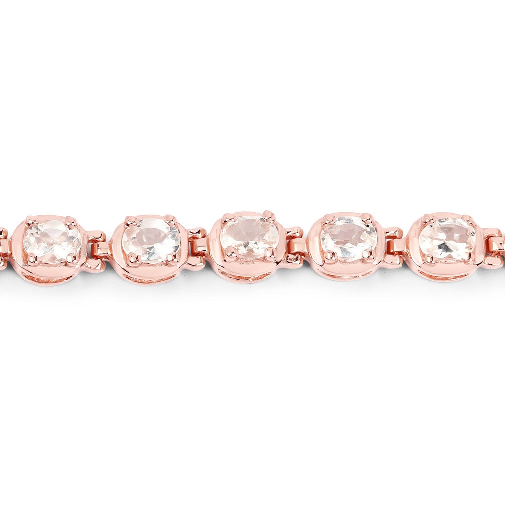 Genuine Morganite 14K Rose Gold Plated Silver Bracelet Fine Color Jewels