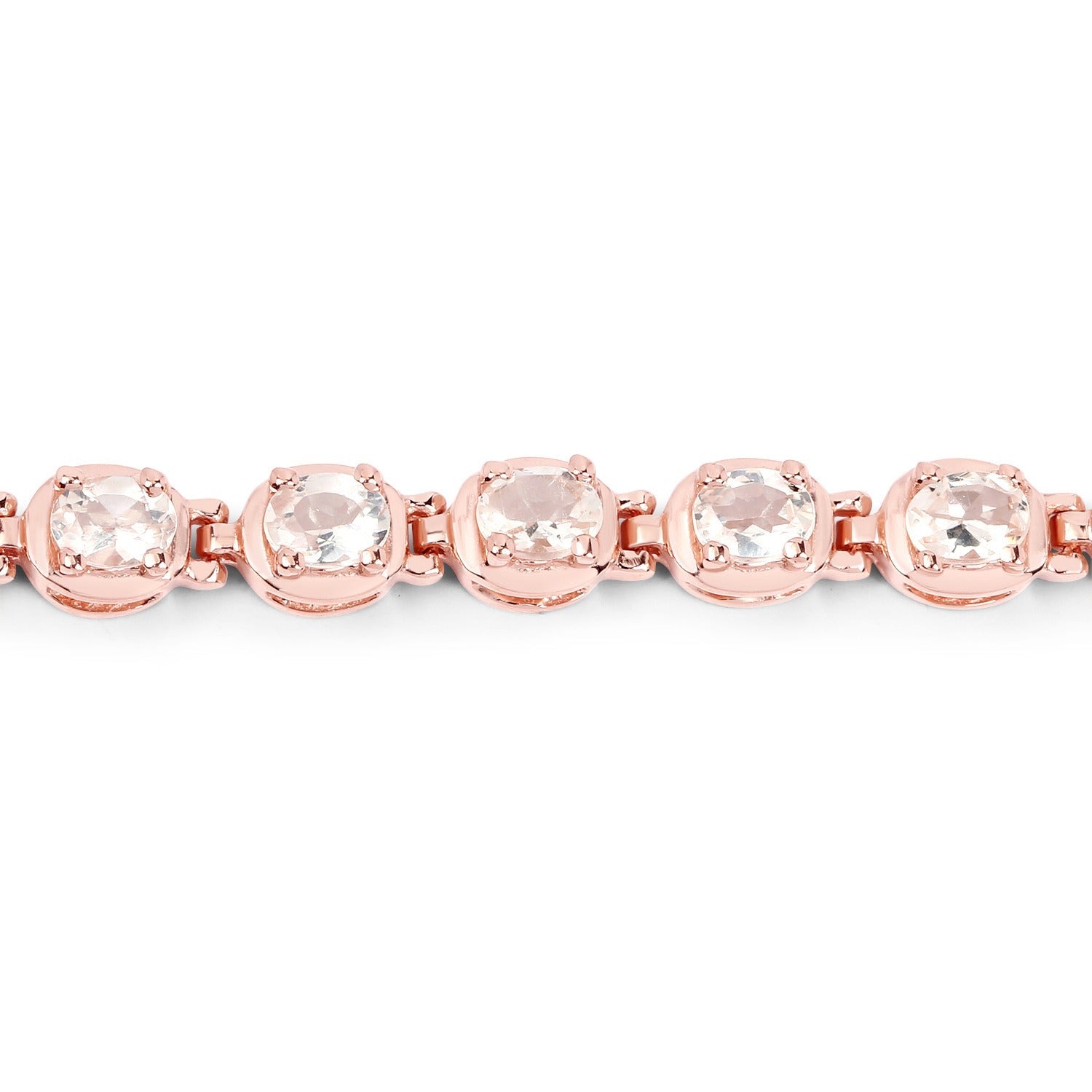 Genuine Morganite 14K Rose Gold Plated Silver Bracelet Fine Color Jewels
