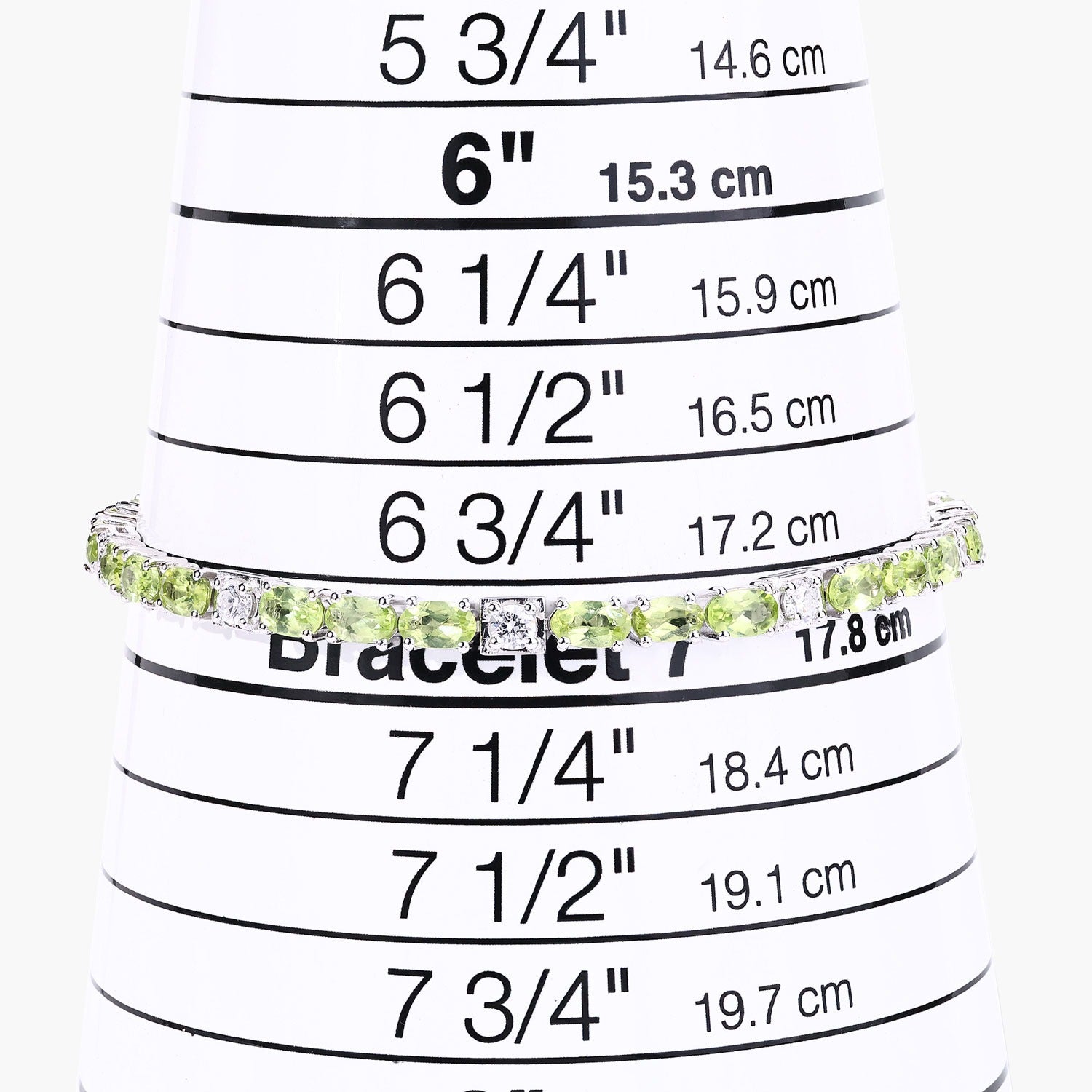 7.31 Ct Green Peridot and Lab Grown Diamond Prong  Silver Tennis Bracelet