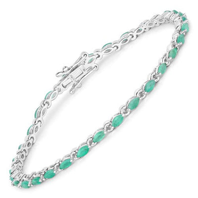 Genuine Emerald 925 Sterling Silver Bracelet