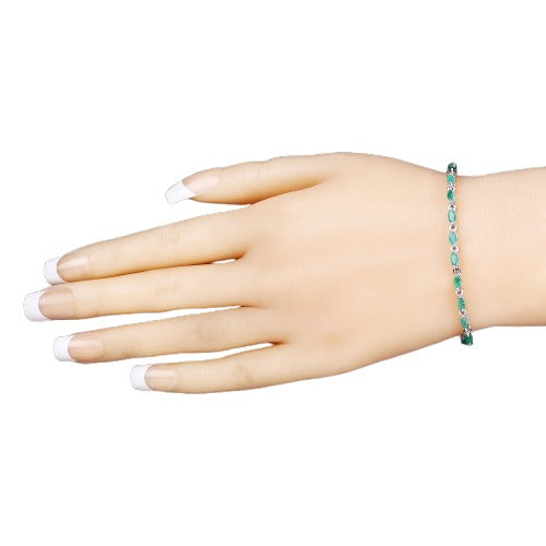 Genuine Zambian Emerald 925 Sterling Silver Bracelet