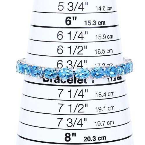 Genuine Swiss Blue Topaz 925 Sterling Silver Bracelet