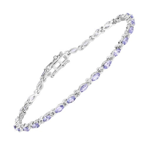 Genuine Tanzanite 925 Sterling Silver Bracelet