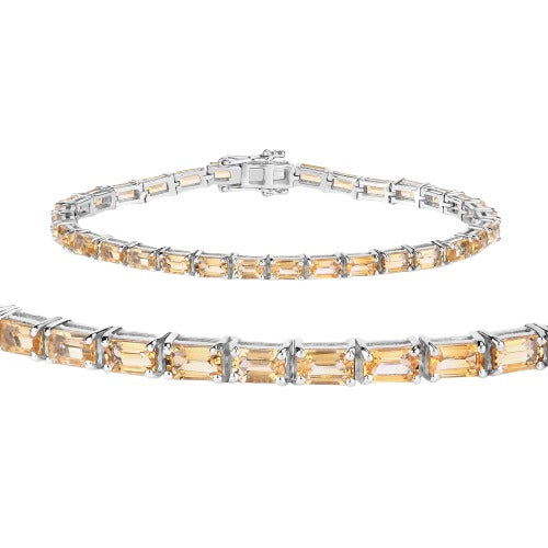Genuine Citrine 925 Sterling Silver Bracelet