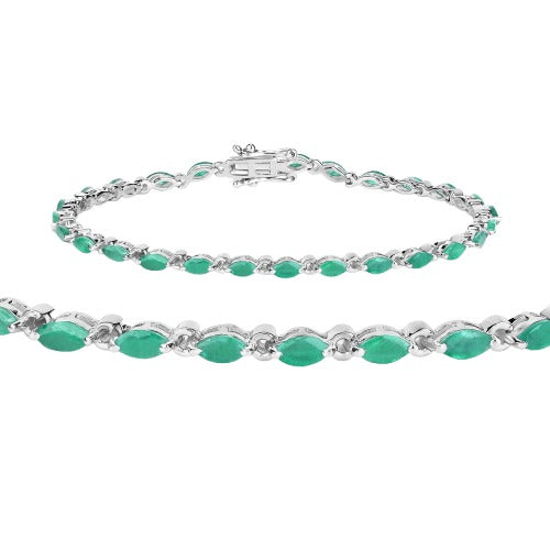 Genuine Zambian Emerald 925 Sterling Silver Bracelet