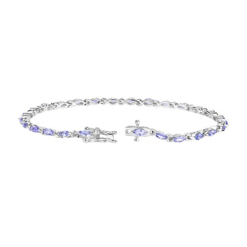 Genuine Tanzanite 925 Sterling Silver Bracelet