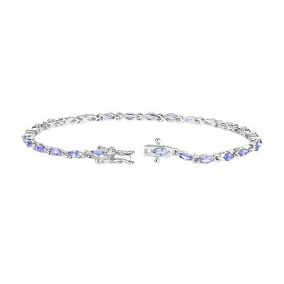 Genuine Tanzanite 925 Sterling Silver Bracelet