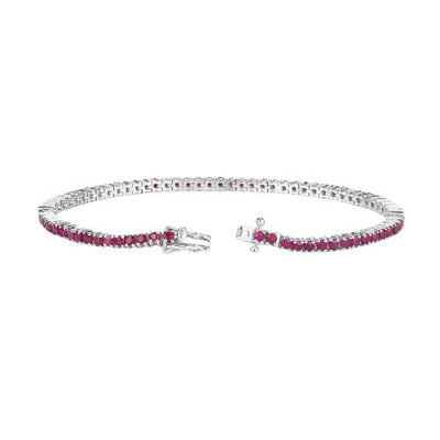 Genuine Ruby 925 Sterling Silver Bracelet