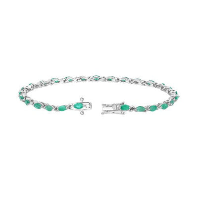 Genuine Zambian Emerald 925 Sterling Silver Bracelet