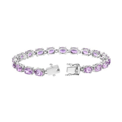 Genuine Amethyst 925 Sterling Silver Bracelet