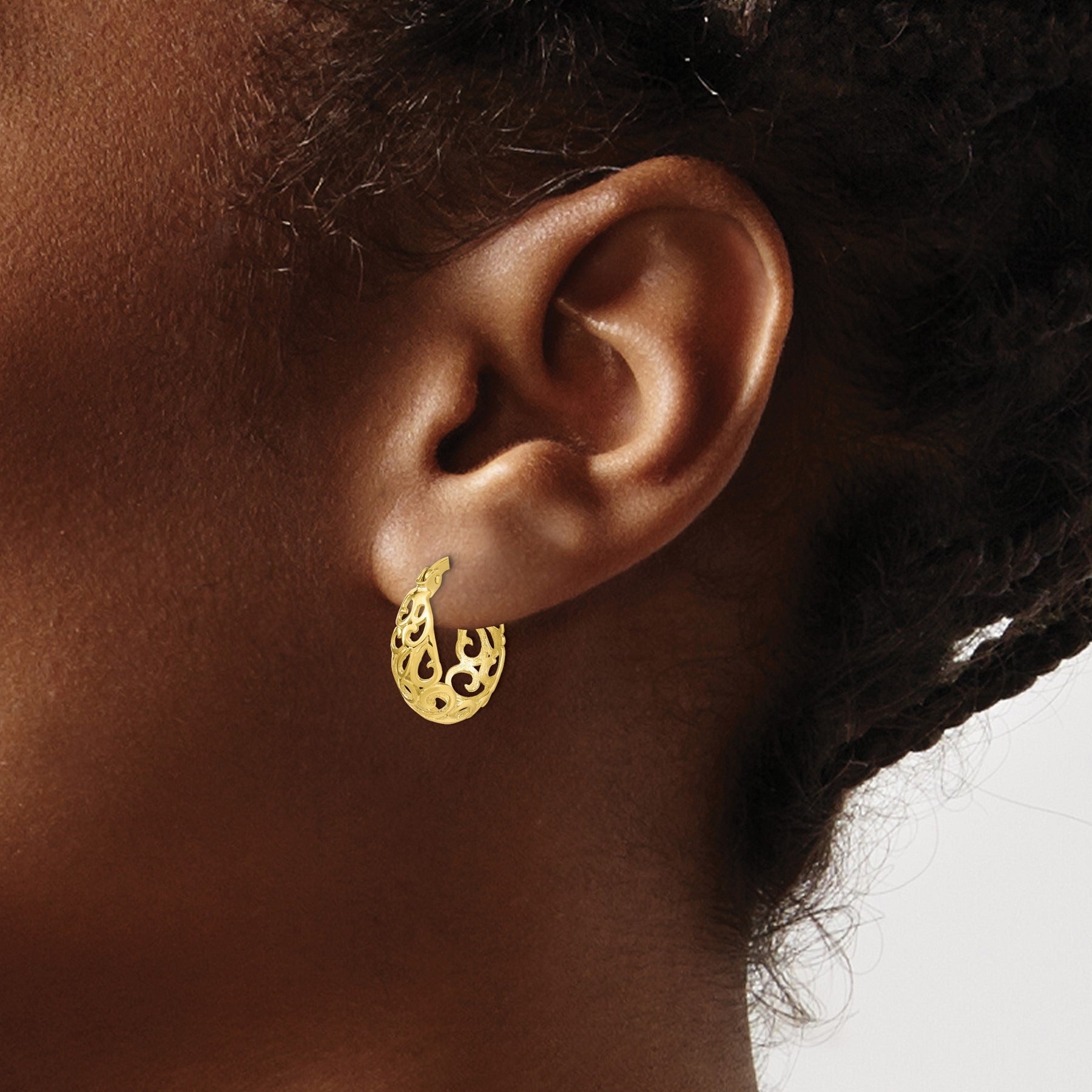 10K Gold Textured Hinged Hoop Earrings